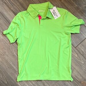 Zyia Neon Green Active Slit Polo Shirt